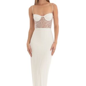 Lucy in the Sky White Lace Maxi Dress